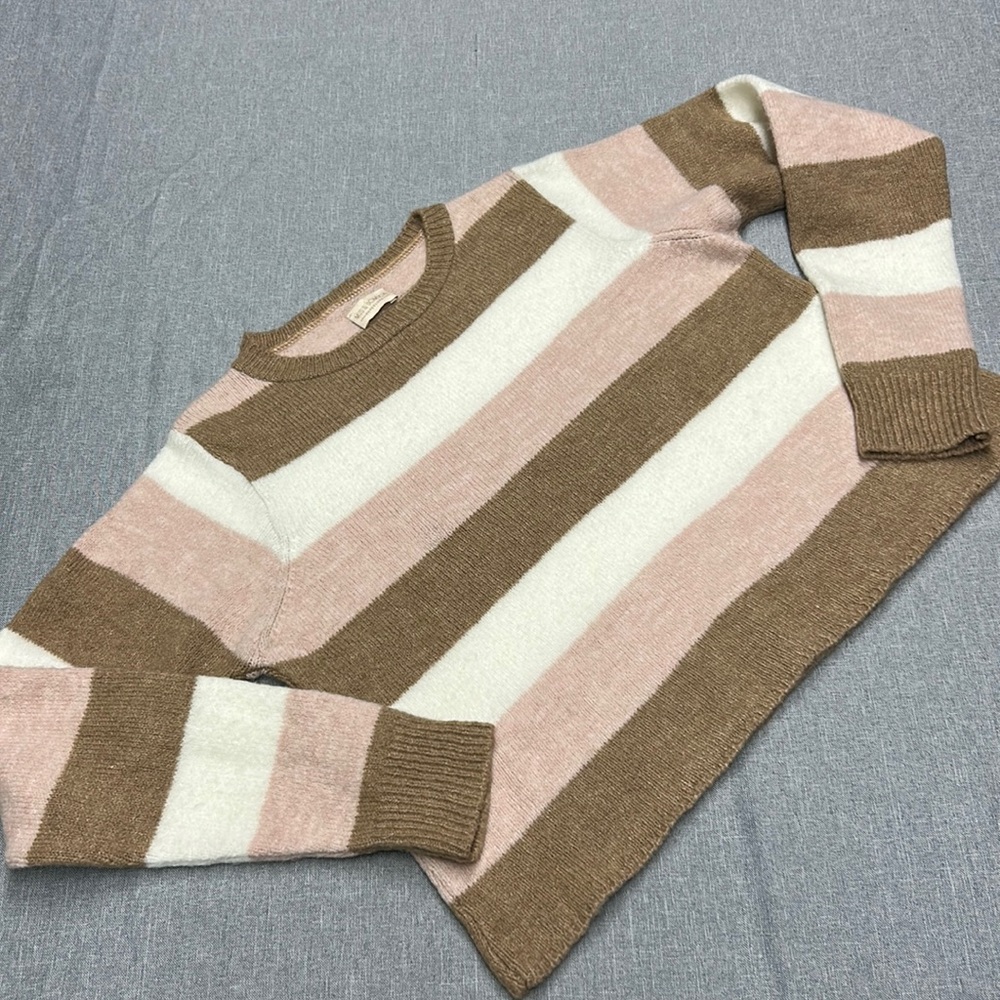 Mus & Bombon Barcelona Striped Cropped Knit Sweater XS